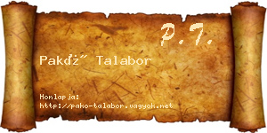 Pakó Talabor névjegykártya